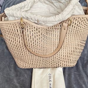 NWT COLE HAAN Genevieve Open Weave Leather Tote